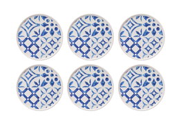 Hermia Juego de Platos para Postre Blue Pattern (6 Piezas) Azul y Blanco
